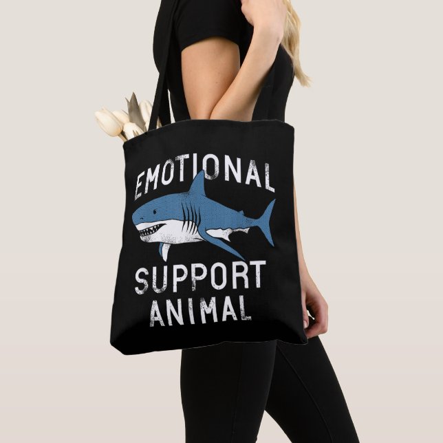 Bolso De Tela Apoyo emocional a animales Graciosa asusta Tiburón (Detalle)