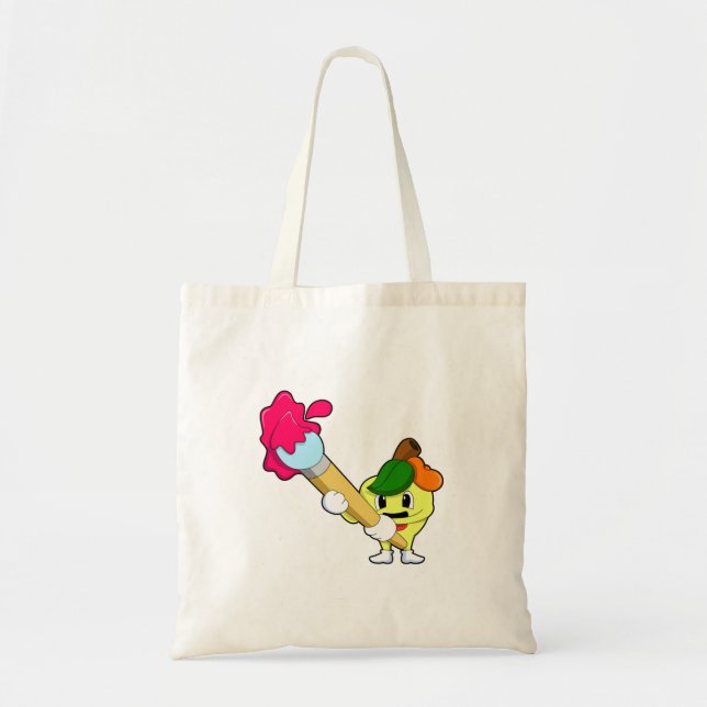Bolso De Tela Apple como pintador con pincel de pintura (Frente)