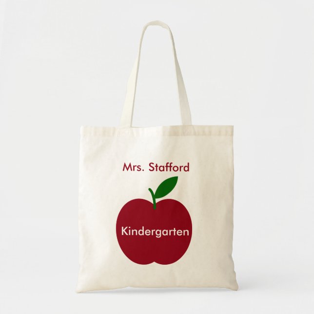 Bolso De Tela Apple del profesor rojo y verde personalizado (Frente)