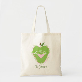 Bolso De Tela Apple rosado y verde del profesor del primer grado