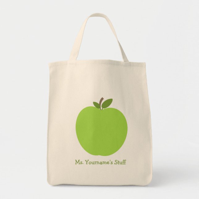 Bolso De Tela Apple verde personalizó al profesor (Frente)