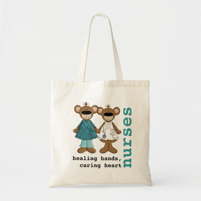 Bolso De Tela Apreciación de Enfermeras de Cute Teddy (Frente)