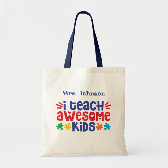 Bolso De Tela Apreciación del profesor autista personalizada (Frente)