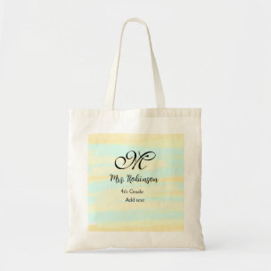 Bolso De Tela apreciación del profesor de acuarcolía azul amaril