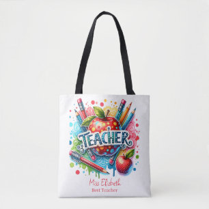 Bolso De Tela Apreciación del profesor de Apple con lápiz colori