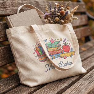 Bolso De Tela Apreciación del profesor de manzana linda Nombre p