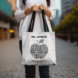 Bolso De Tela Apreciación del profesor negro Typograhy Apple