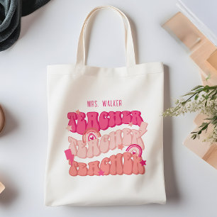 Bolso De Tela Apreciación del profesor Rosa Retro Personalizada