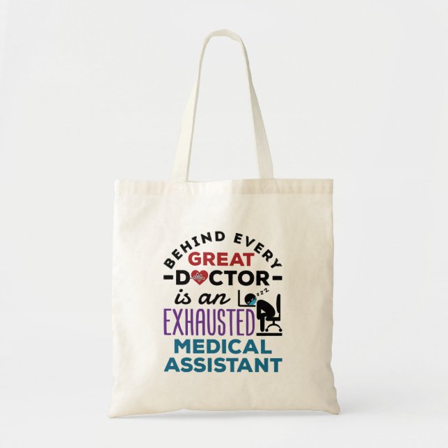Bolso De Tela Apreciación divertida agotada de asistente médico (Frente)