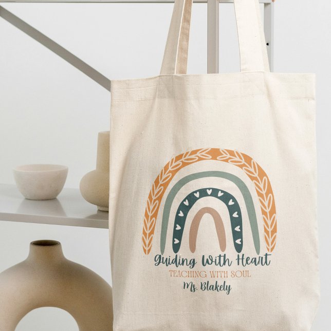 Bolso De Tela Apreciación inspiradora del profesor arcoiris (Inspirational Cute Rainbow Teacher Apprecition Tote Bag)