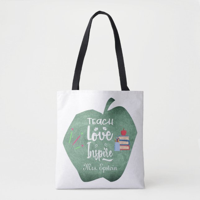 Bolso De Tela Apreciación personalizada del profesor Chalkboard  (Anverso)