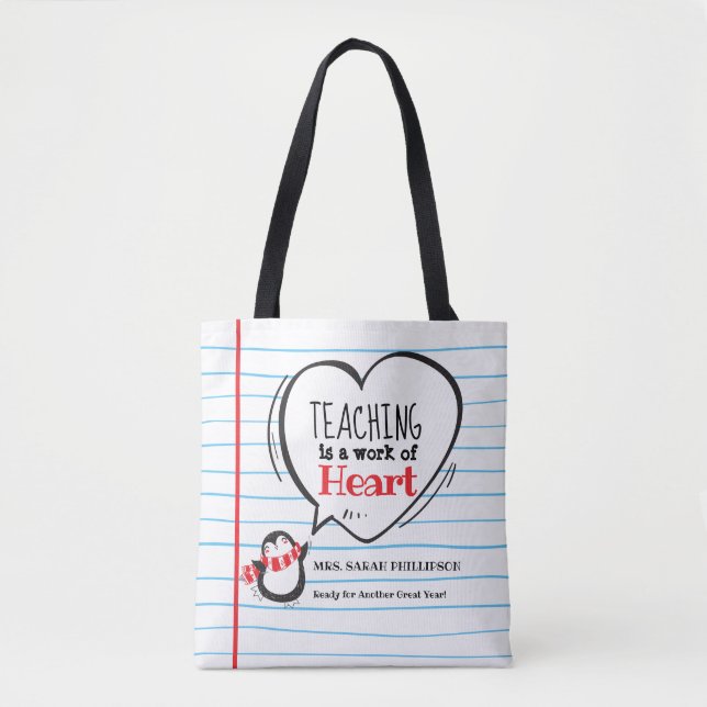 Bolso De Tela Apreciación personalizada del profesor Heart Tote  (Anverso)