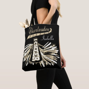 Bolso De Tela Apreciador de Purpurina dorado, negro y blanco