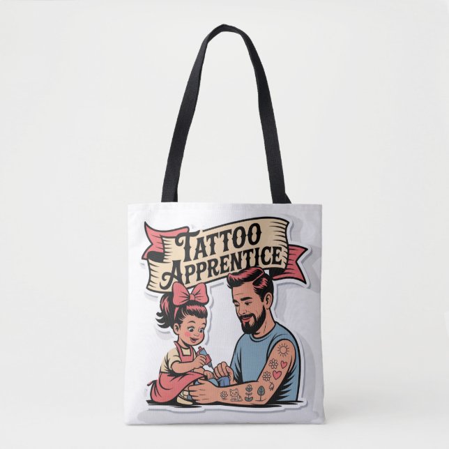 Bolso De Tela Aprendiz de tatuaje - Personalizado lindo papá e h (Anverso)