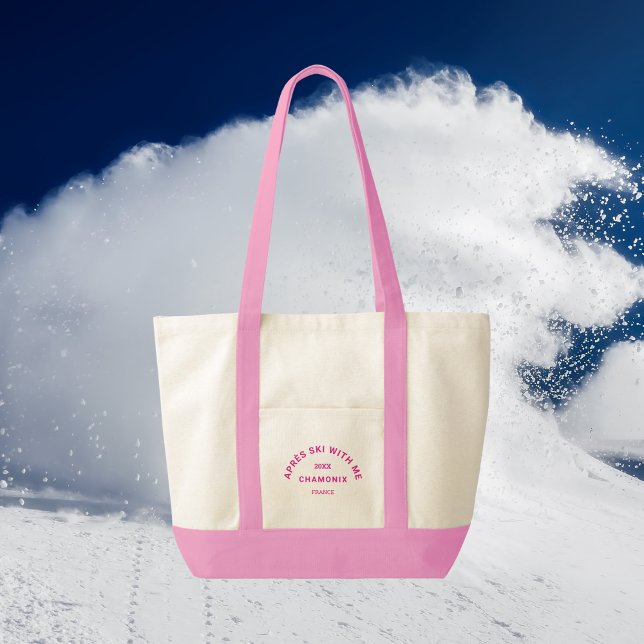 Bolso De Tela Après Ski Conmigo Escudo De Esquí Rosado Caliente (Subido por el creador)