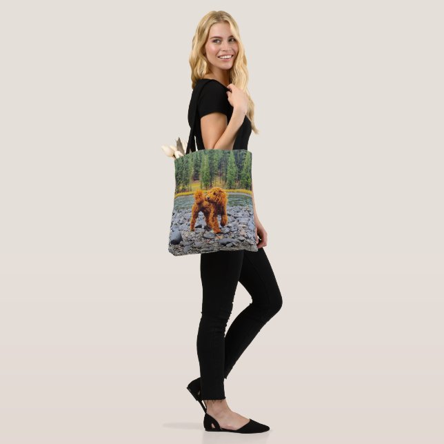 Bolso De Tela Apricot Poodle - Regalo de Personalizable (Puesto)