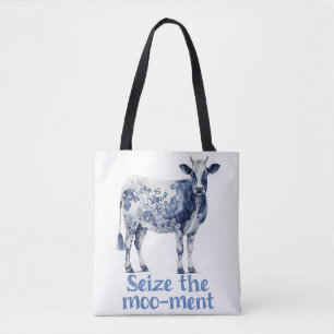 Bolso De Tela "Aprovecha el Moo-mento" Monograma Personalizado