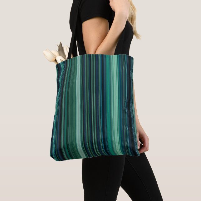 Bolso De Tela Aqua Blue and Teal Stripes (Detalle)