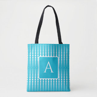 Bolso De Tela Aqua Blue and White Polka Dot Tote