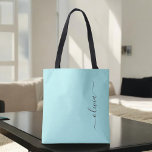 Bolso De Tela Aqua Blue Verde azulado Girly Script Monograma mod<br><div class="desc">Aqua Blue Verde azulado Elegant Añade Tu Propio Nombre Monograma Bolsa del Libro. Esta Bolsa de Libros puede ser personalizada para incluir su nombre inicial y de pila y entregarse como regalo para Navidades,  Dulce 16 Cumpleaños,  Ducha de Novias o un Boda.</div>
