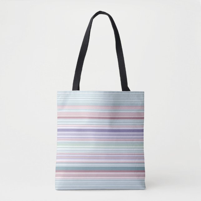 Bolso De Tela Aqua, Blush and Lavender Stripes (Anverso)