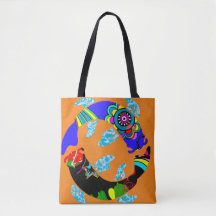 Aqua Fish Eastern Tote bag