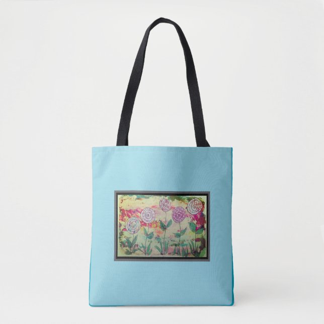 Bolso De Tela Aqua Floral (Anverso)