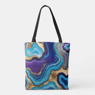Bolso De Tela Aqua Gold Blue Purple Veins Agite