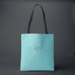 Bolso De Tela Aqua Monogrammed Tote Bag<br><div class="desc">Personalizar este elegante bolso de algodón cambiando las letras de monograma.</div>