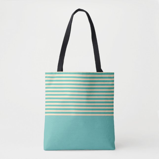 Bolso De Tela Aqua Stripe (Anverso)