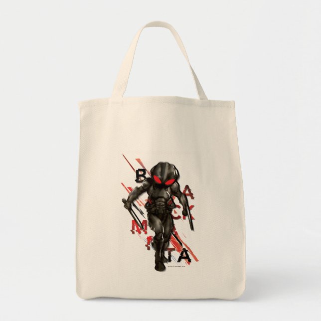 Bolso De Tela Aquaman | Black Manta Scattered Typography Graphic (Frente)