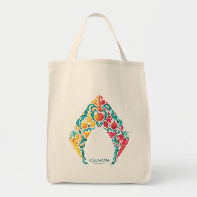 Bolso De Tela Aquaman | Logo De Aquaman Y Mera (Frente)