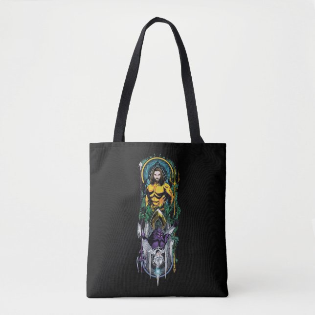 Bolso De Tela Aquaman | Panel Art Nouveau reversible Orin & Orm (Anverso)