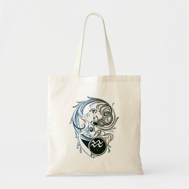 Bolso De Tela Aquarius Art Deco Lady (Frente)