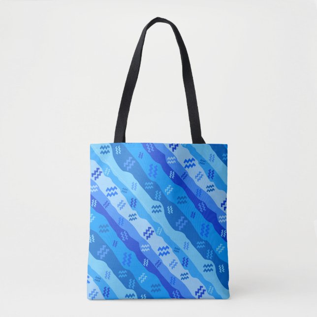 Bolso De Tela Aquarius Zodiac Stripes (Anverso)