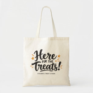 Bolso De Tela Aquí por los dulces. Truco o trato de Halloween pa
