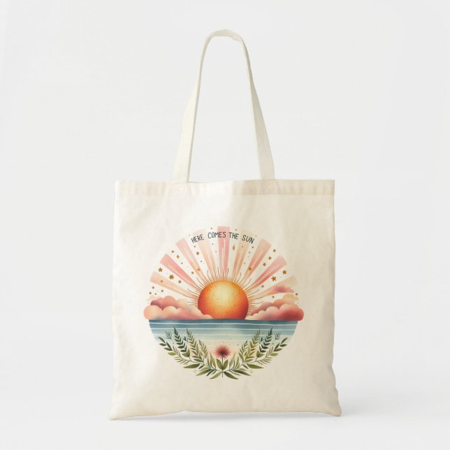 Bolso De Tela "Aquí Viene El Sol" El Sol Naciente Sobre El Agua (Frente)