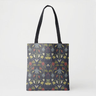 Bolso De Tela Aquilegia Art Nouveau: Floral oscura
