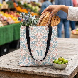 Bolso De Tela Arabesco terroso | Letra personalizada en mosaico 