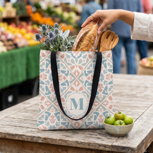 Bolso De Tela Arabesco terroso Letra personalizada en mosaico