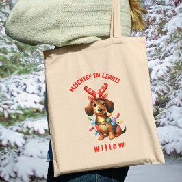 Bolso De Tela Aracula caprichosa Dachsund Luces festivas Perro