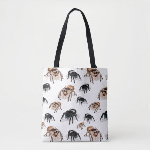 Bolso De Tela Araña Regal Jumping Phiddipus Regius Blanco