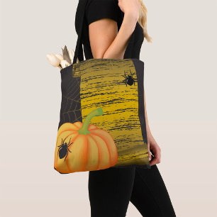 Bolso De Tela Arañas Y Calabaza
