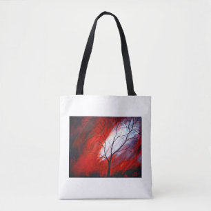 Bolso De Tela Árbol abstracto y cielo rojo
