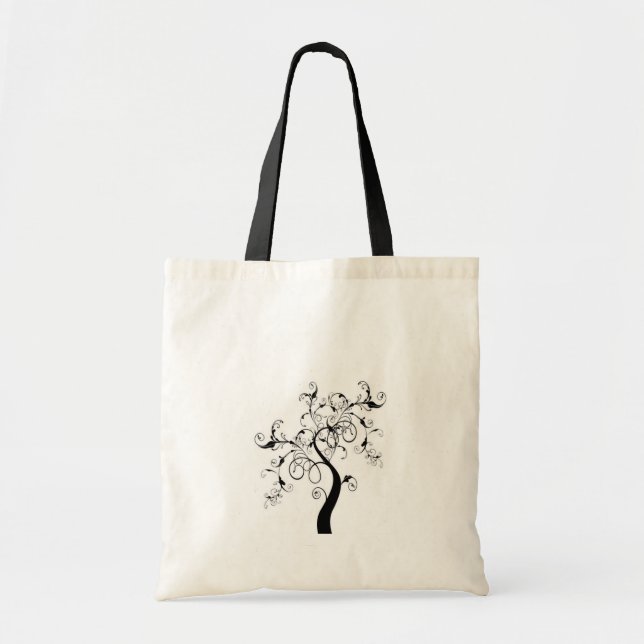Bolso De Tela Árbol Blanco Y Negro De La Vida (Frente)