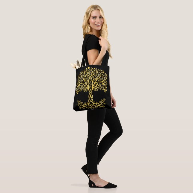 Bolso De Tela Árbol Celta Amarillo De La Vida (Puesto)