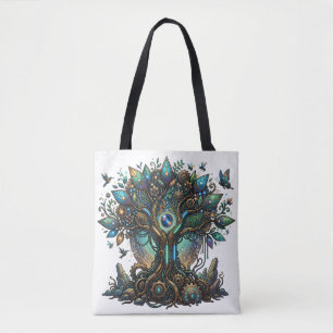 Bolso De Tela Árbol Cibernético de la Vida Cosmic Steampunk