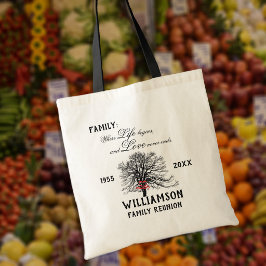 Bolso De Tela Árbol conmemorativo de reunión familiar con cita d