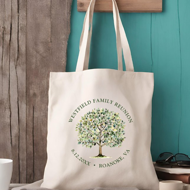 Bolso De Tela Árbol de acuarela de Woodland Reunion (Family Reunion Woodland Watercolor Tree Tote Bag)