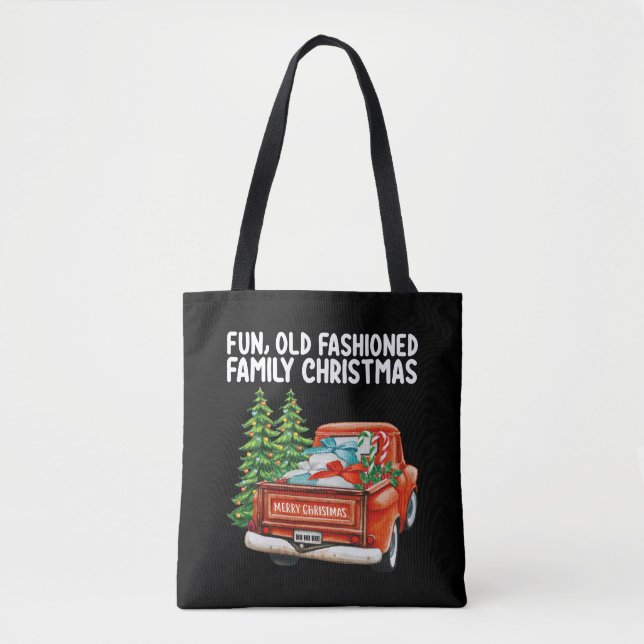 Bolso De Tela Árbol de camionetas de Navidades familiares de mod (Anverso)